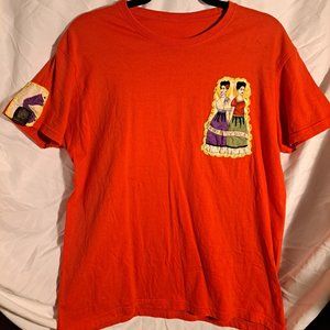 Frida Kahlo Patch Red Tee Handmade in Mexico